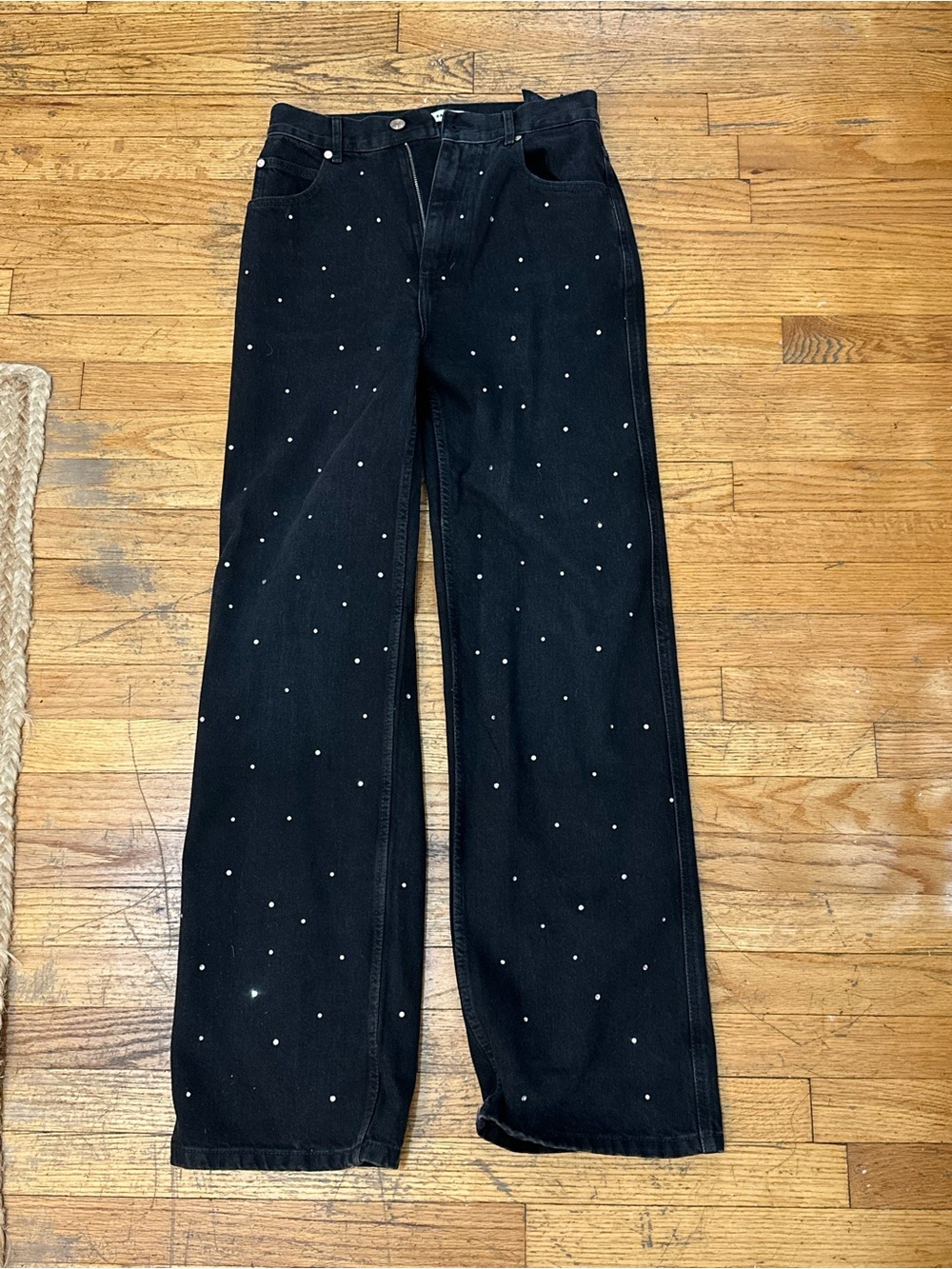 SANDRO Black Embellished Loose Straight-Leg Jeans - Women's